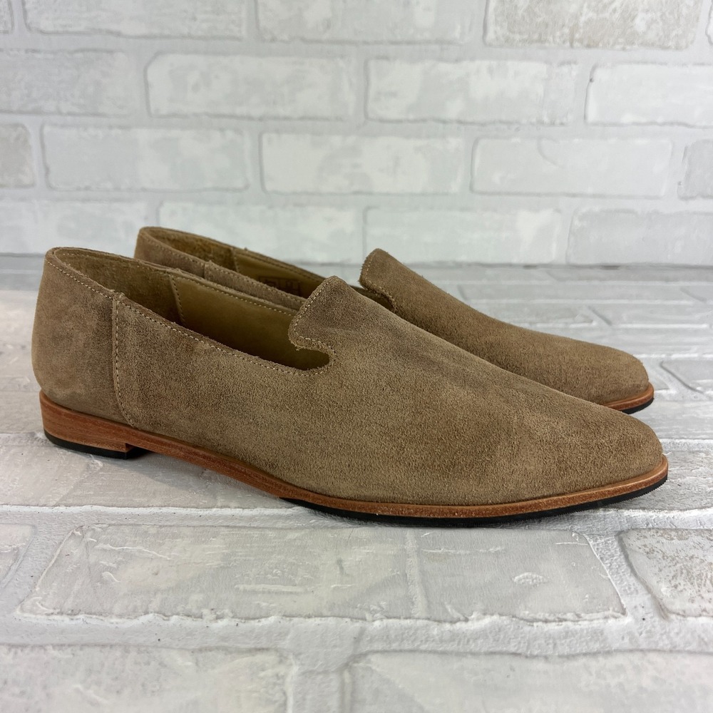 Patina Portland Leather Loafer Flats Womens 9 Beige Suede Pointed Toe‎ Classic